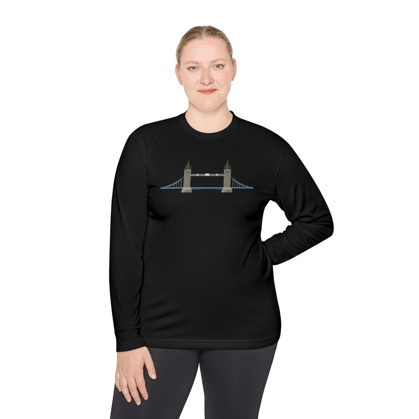 Unisex Lightweight Long Sleeve Tee - Tower Bridge Design - Perfect for Travelers and London Lovers