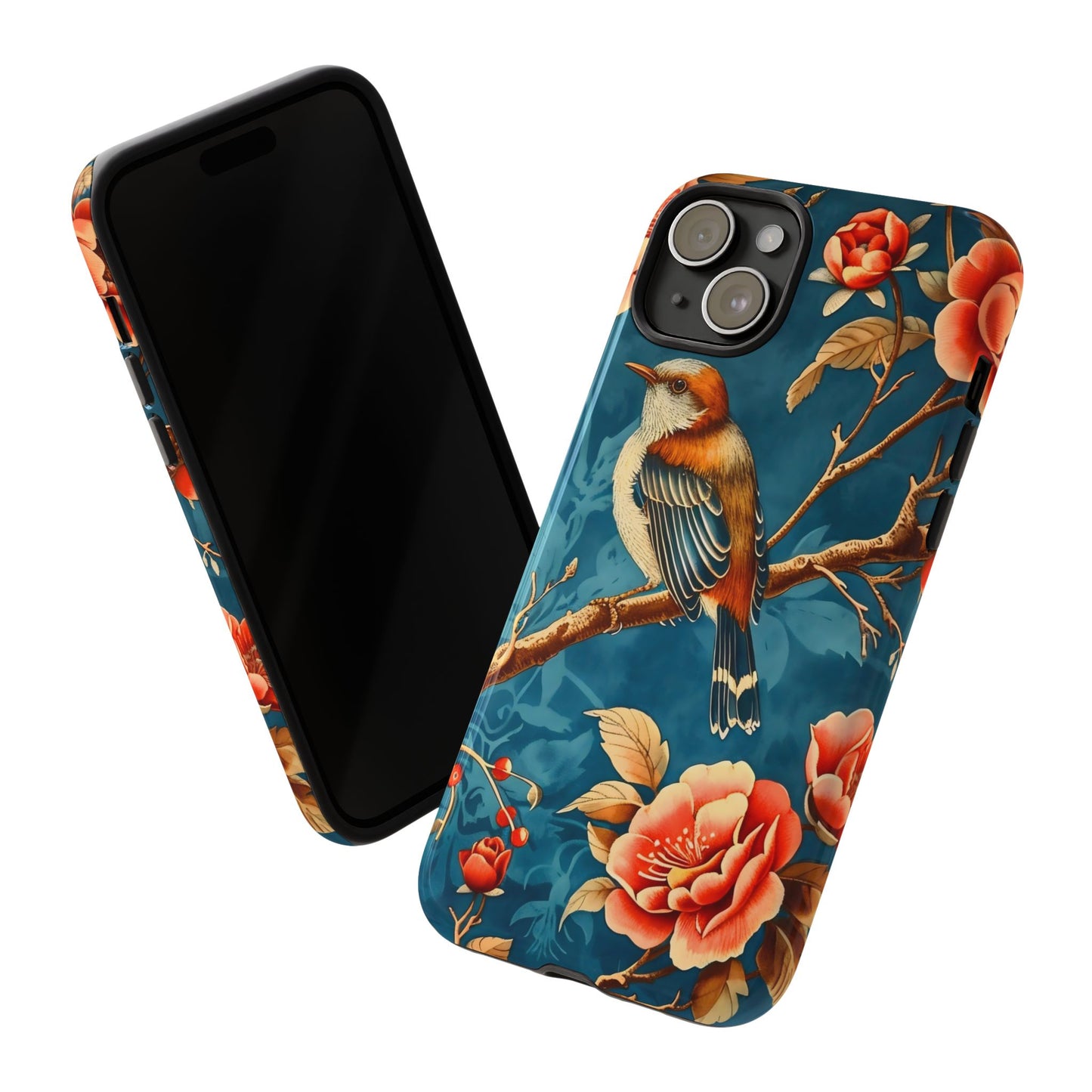 Bird & Floral Phone Case, Tough Cases for Nature Lovers, Gift for Her, Customizable Design, Vibrant Tech Accessories