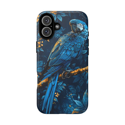 Tough Cases - Vibrant Blue Parrot Phone Case, Tropical Bird Phone Cover, Nature Lover Gift, Eco-Friendly Accessories, Unique Wildlife Decor