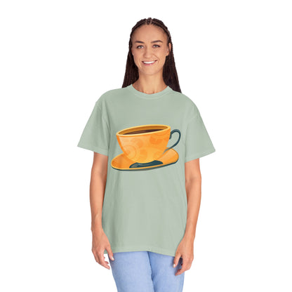 Unisex Garment-Dyed T-shirt - Elegant British Tea Cup - Classic Tea Time Style