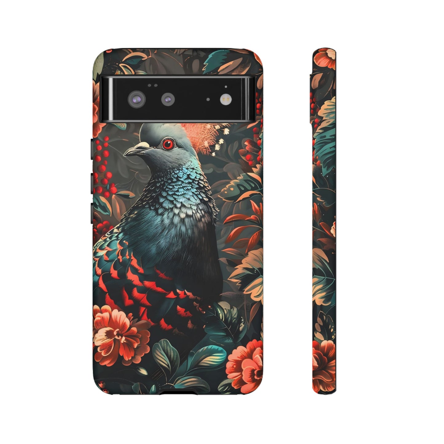 Floral Peacock Phone Case, Tough Cases, Artistic Phone Cover, Unique Gift, Nature Lover Accessory, Protective Case