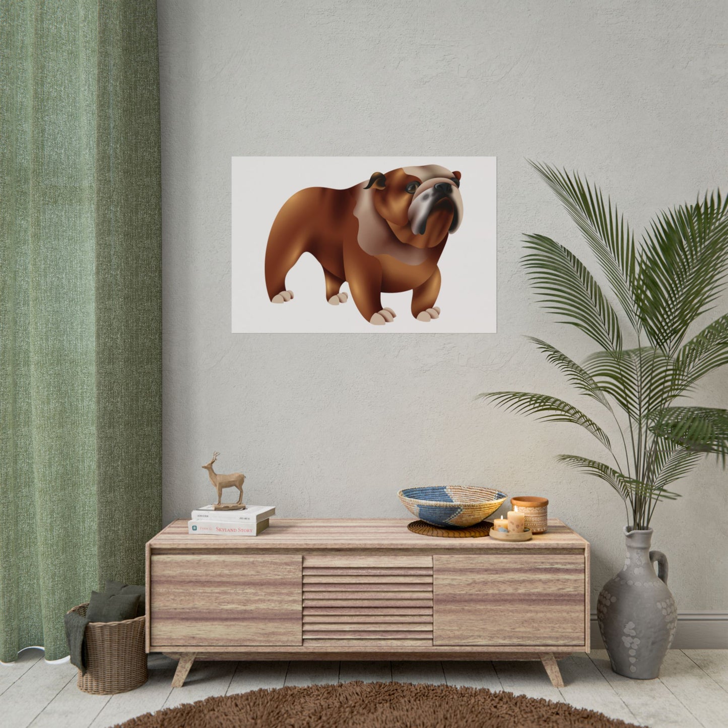 Bulldog Rolled Poster Art | Dog Lover’s Wall Decor | Unique Gift for Pet Owners | Living Room or Office Decor