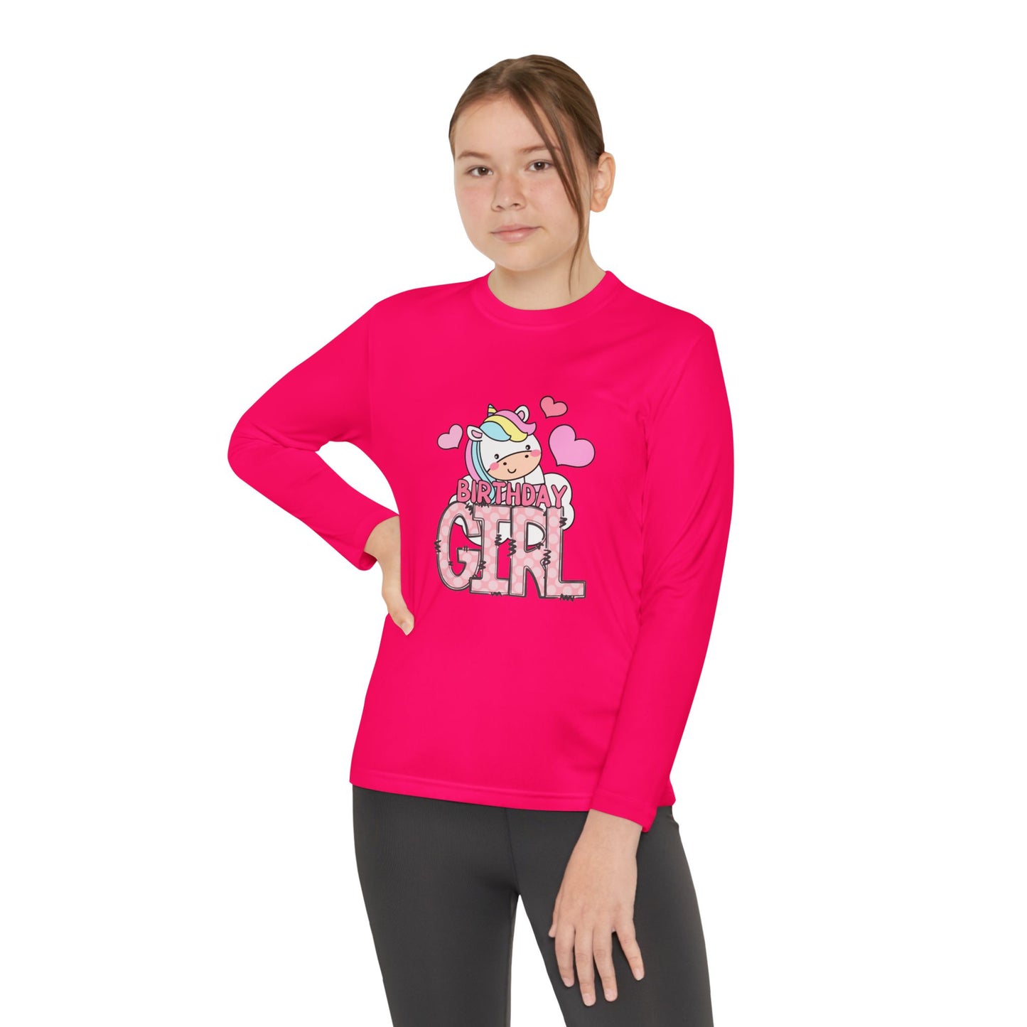 Birthday Girl Youth Long Sleeve Tee - Fun Unicorn Design