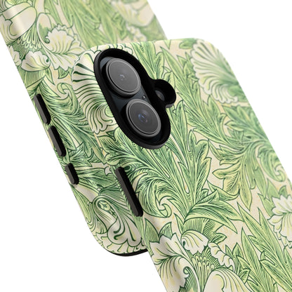 Green Floral Phone Case, Botanical iPhone Cover, Tough Phone Shell, Nature-inspired Gift, Eco-friendly Tech Accessory