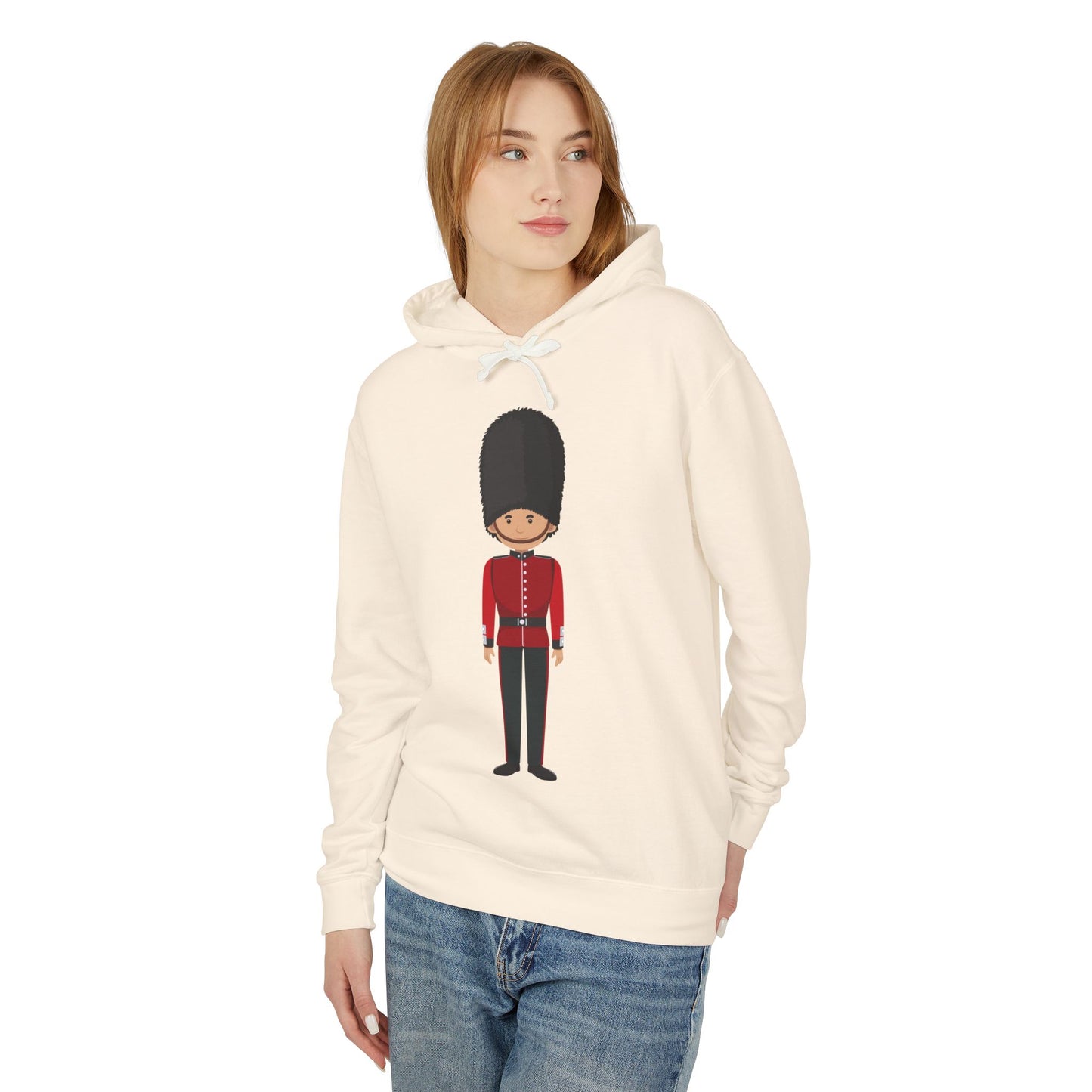 Unisex Lightweight Hooded Sweatshirt - Standing Strong - The British Soldier in Red