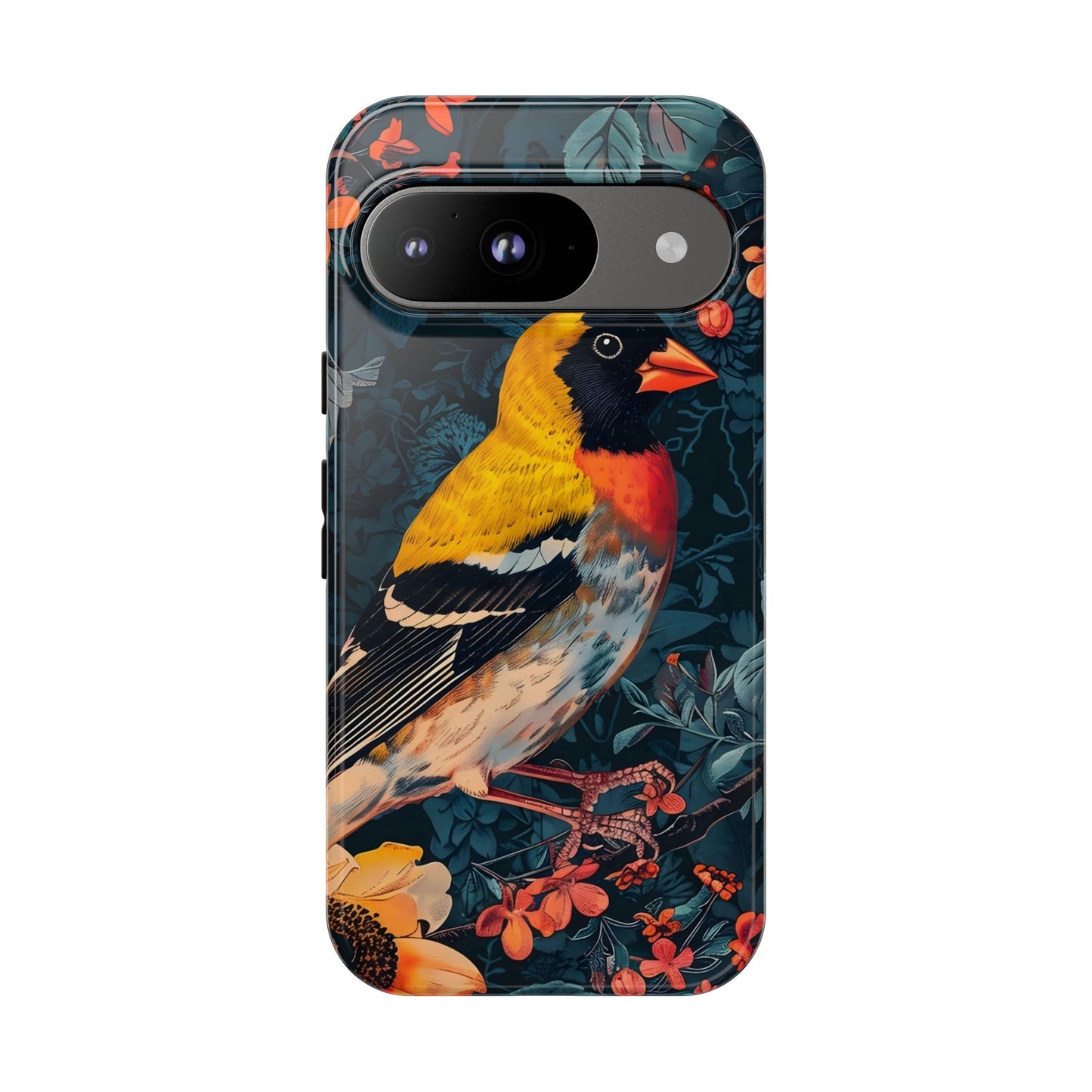 Colorful Bird Phone Case, Floral Phone Cover, Tough Phone Protector, Nature Lover Gift, Botanical Case, Unique Mobile Accessory
