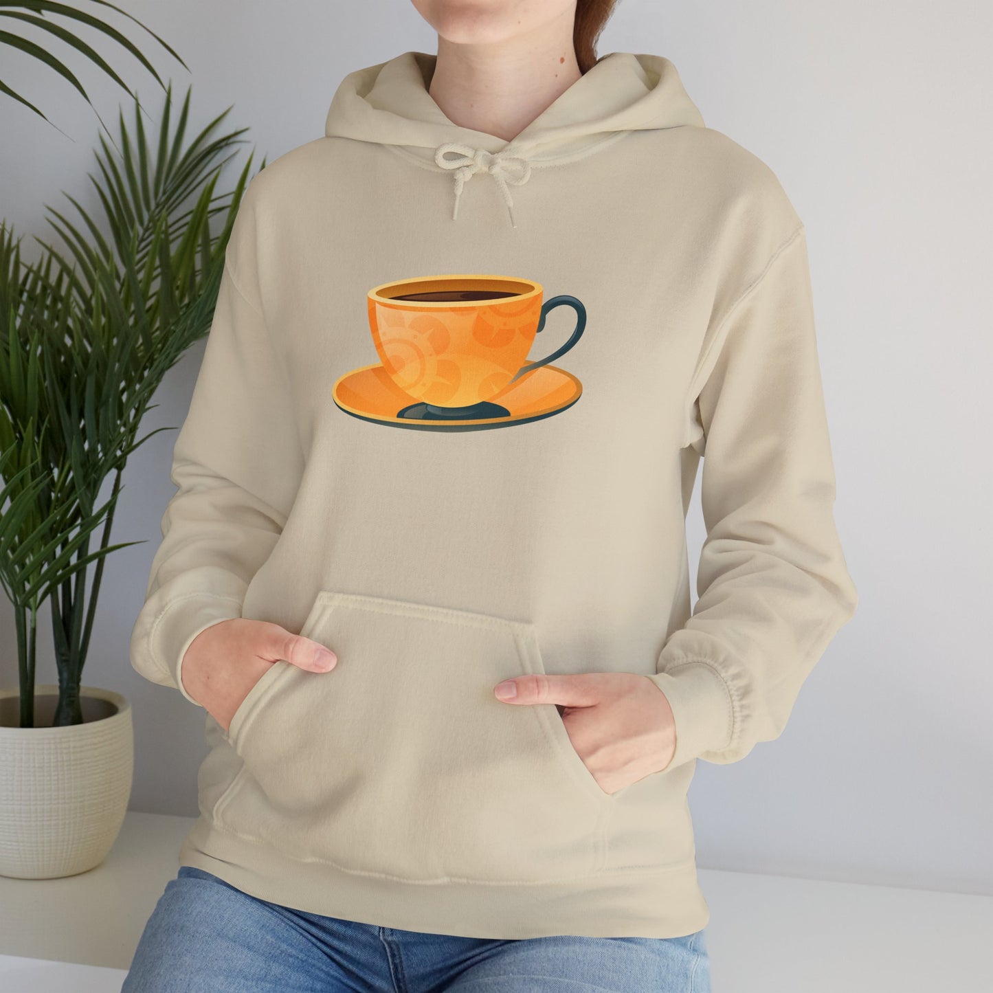 Unisex Heavy Blend™ Hooded Sweatshirt - Elegant British Tea Cup - Classic Tea Time Style