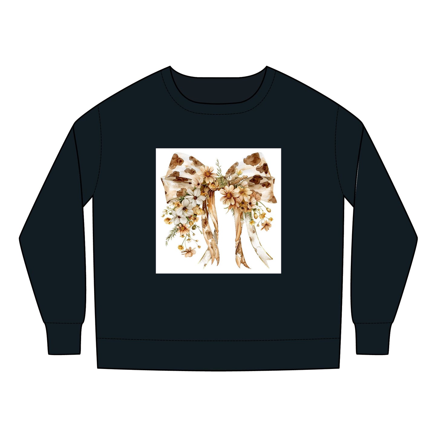 Toddler  Sweatshirt -  Rustic Floral Cowhide Bow Illustration - Cozy Kids Wear for All Occasions