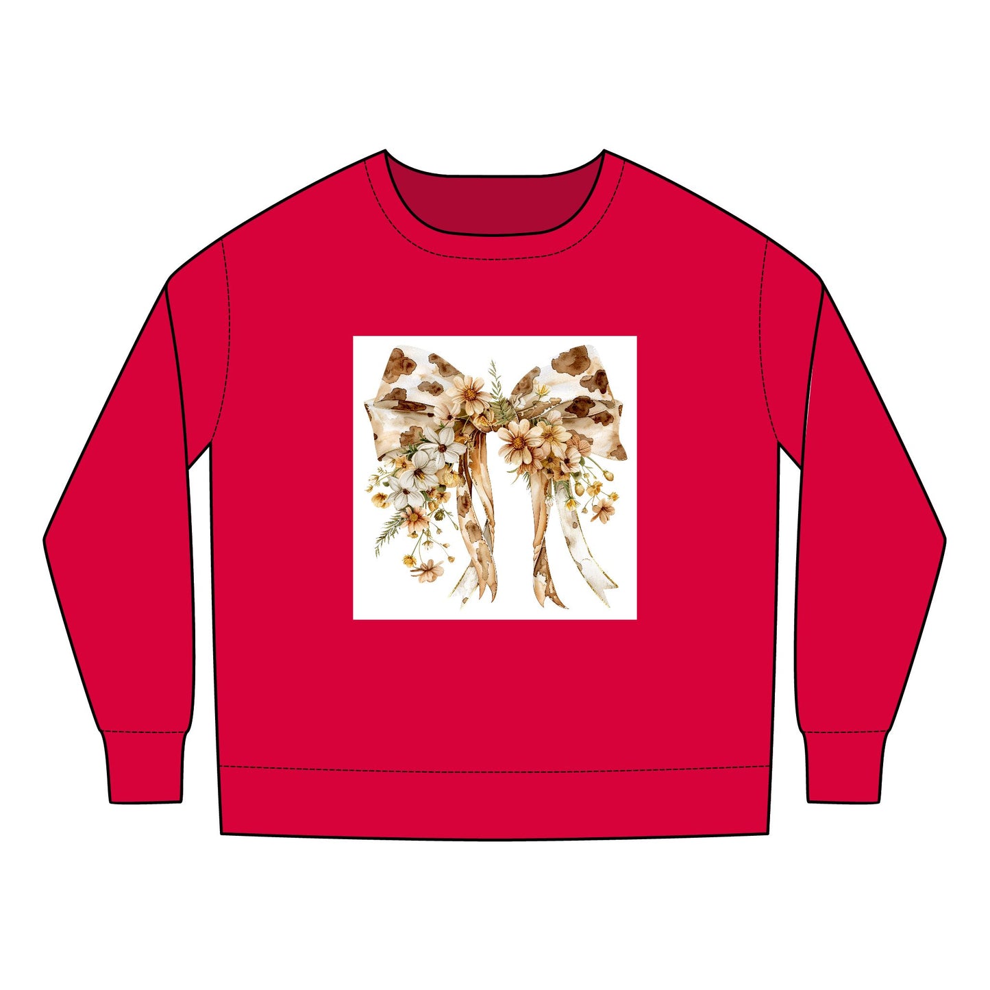 Toddler  Sweatshirt -  Rustic Floral Cowhide Bow Illustration - Cozy Kids Wear for All Occasions