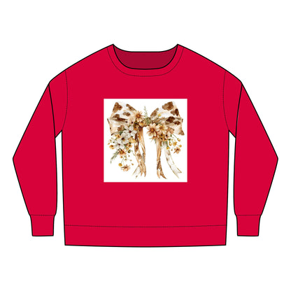 Toddler  Sweatshirt -  Rustic Floral Cowhide Bow Illustration - Cozy Kids Wear for All Occasions