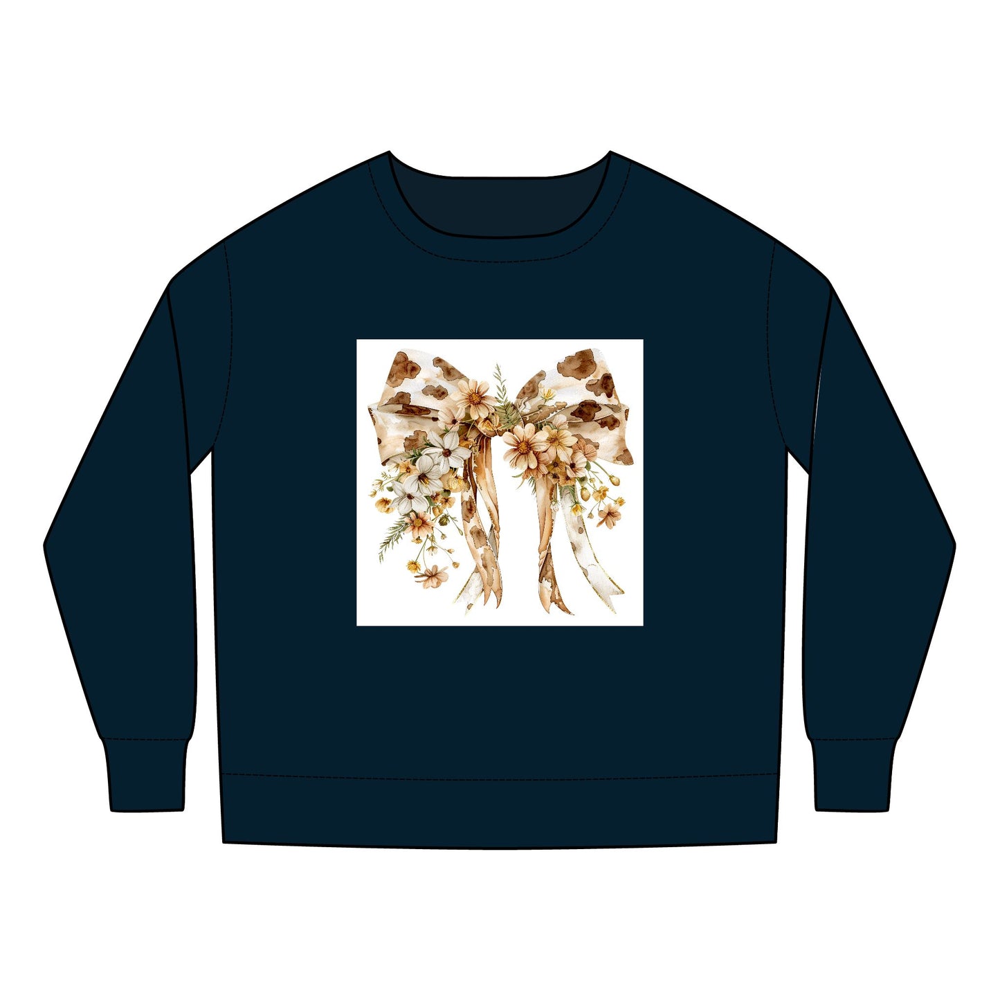 Toddler  Sweatshirt -  Rustic Floral Cowhide Bow Illustration - Cozy Kids Wear for All Occasions