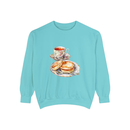 Unisex Garment-Dyed Sweatshirt- British Royal Breakfast - Elegant and Opulent Morning Feast