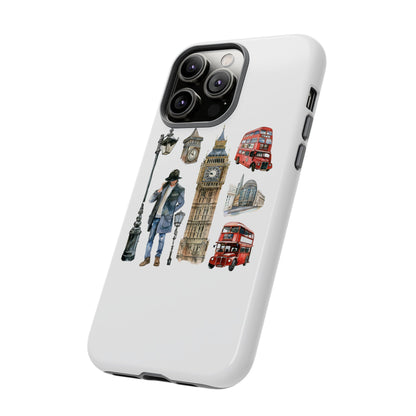 London Iconic Design Phone Case, Tough Cases, Gift for Travelers, London Souvenir, London Icons, Red Bus Phone Case