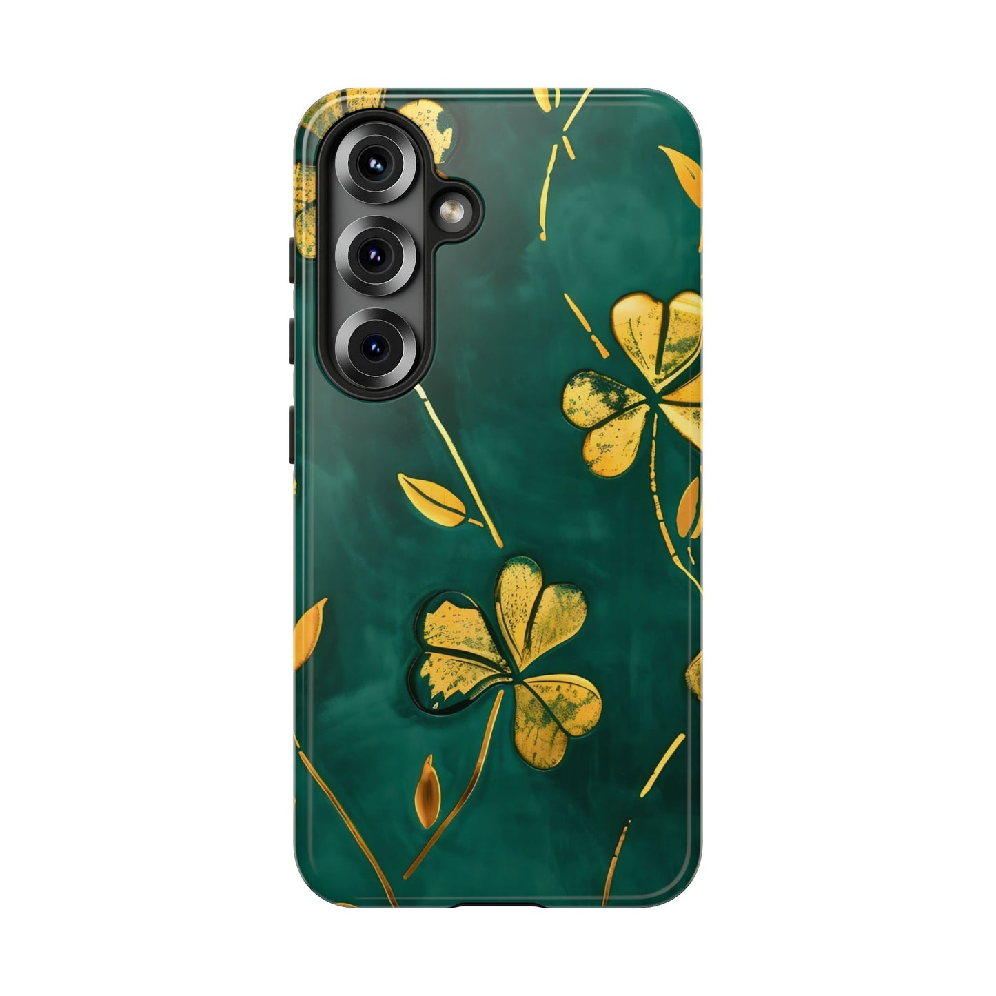 Floral Phone Case with Gold Accents, Tough Phone Cover, Stylish Phone Protector, Unique Gift for Her, Nature Lover Accessory