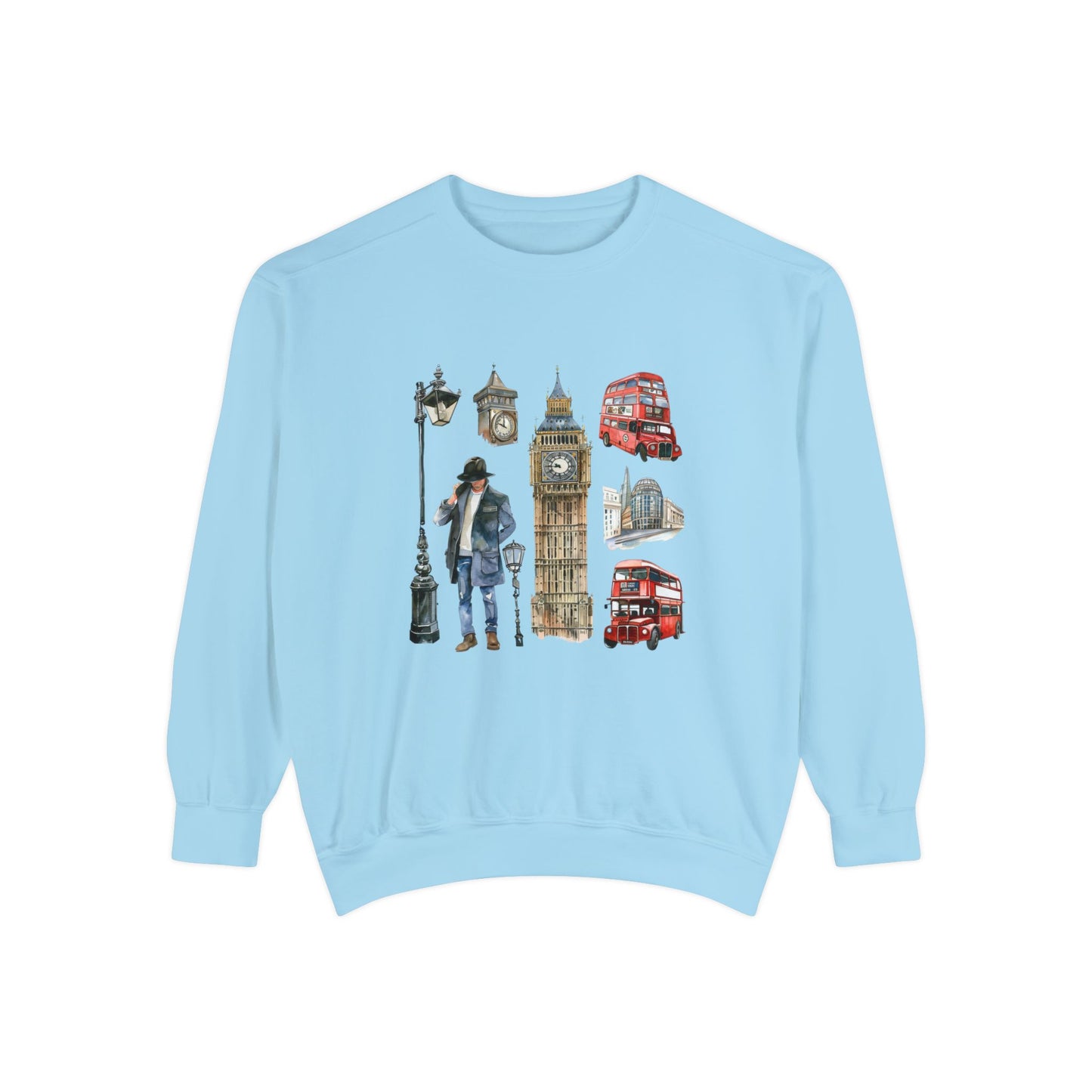 Unisex Garment-Dyed Sweatshirt - Vintage England Icons