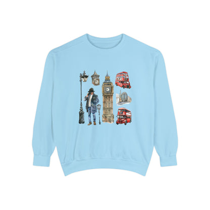 Unisex Garment-Dyed Sweatshirt - Vintage England Icons