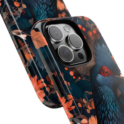 Vibrant Phone Case with Floral Peacock Design - Tough Cases, Artistic Phone Cover, Unique Gift for Nature Lovers, Stand Out Tech Accessory