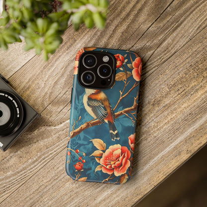 Bird & Floral Phone Case, Tough Cases for Nature Lovers, Gift for Her, Customizable Design, Vibrant Tech Accessories