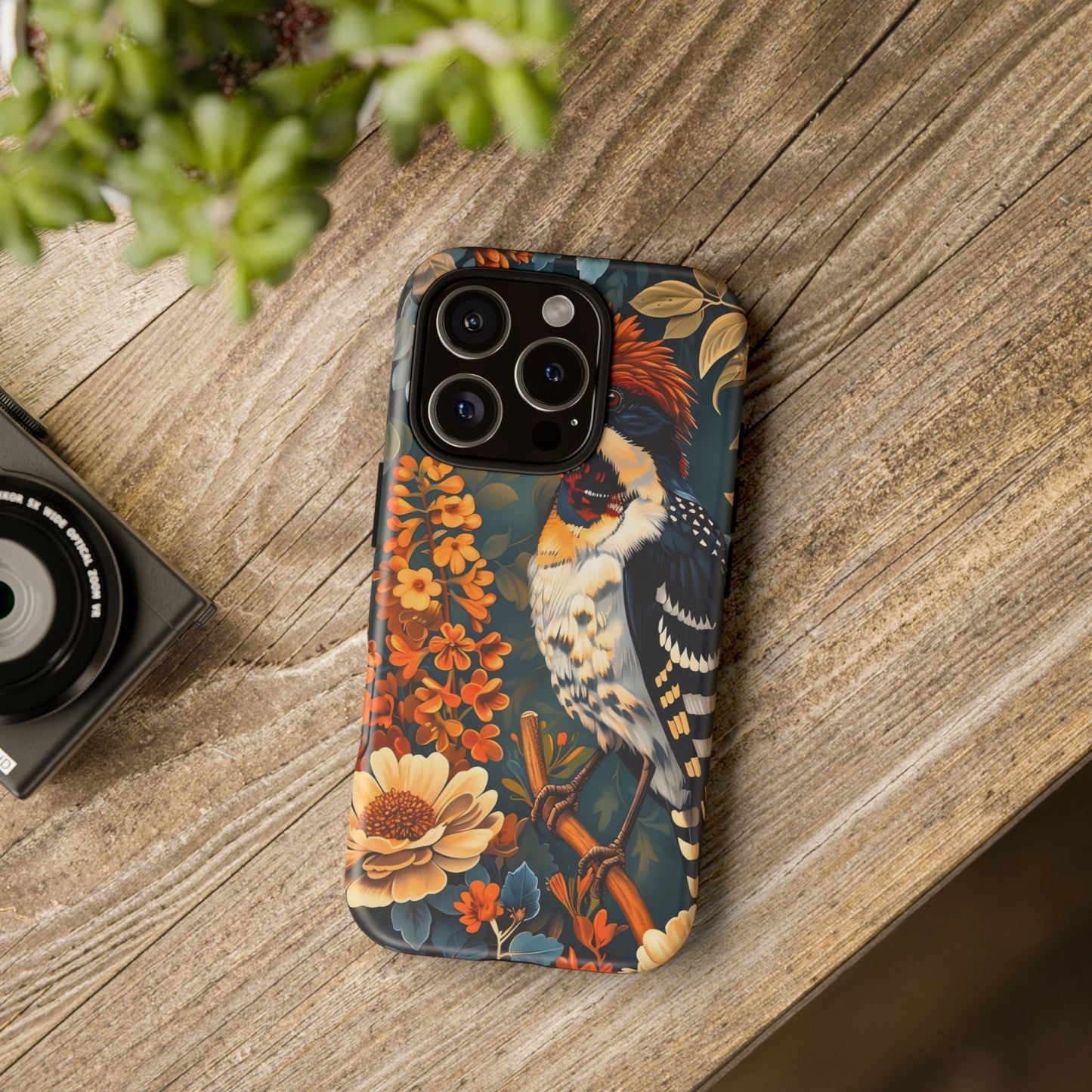 Tough Cases: Floral Bird Phone Case, Vintage Style Cover, Nature Lover Gift, Botanical Design, Spring Inspire Fashion