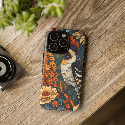 Tough Cases: Floral Bird Phone Case, Vintage Style Cover, Nature Lover Gift, Botanical Design, Spring Inspire Fashion