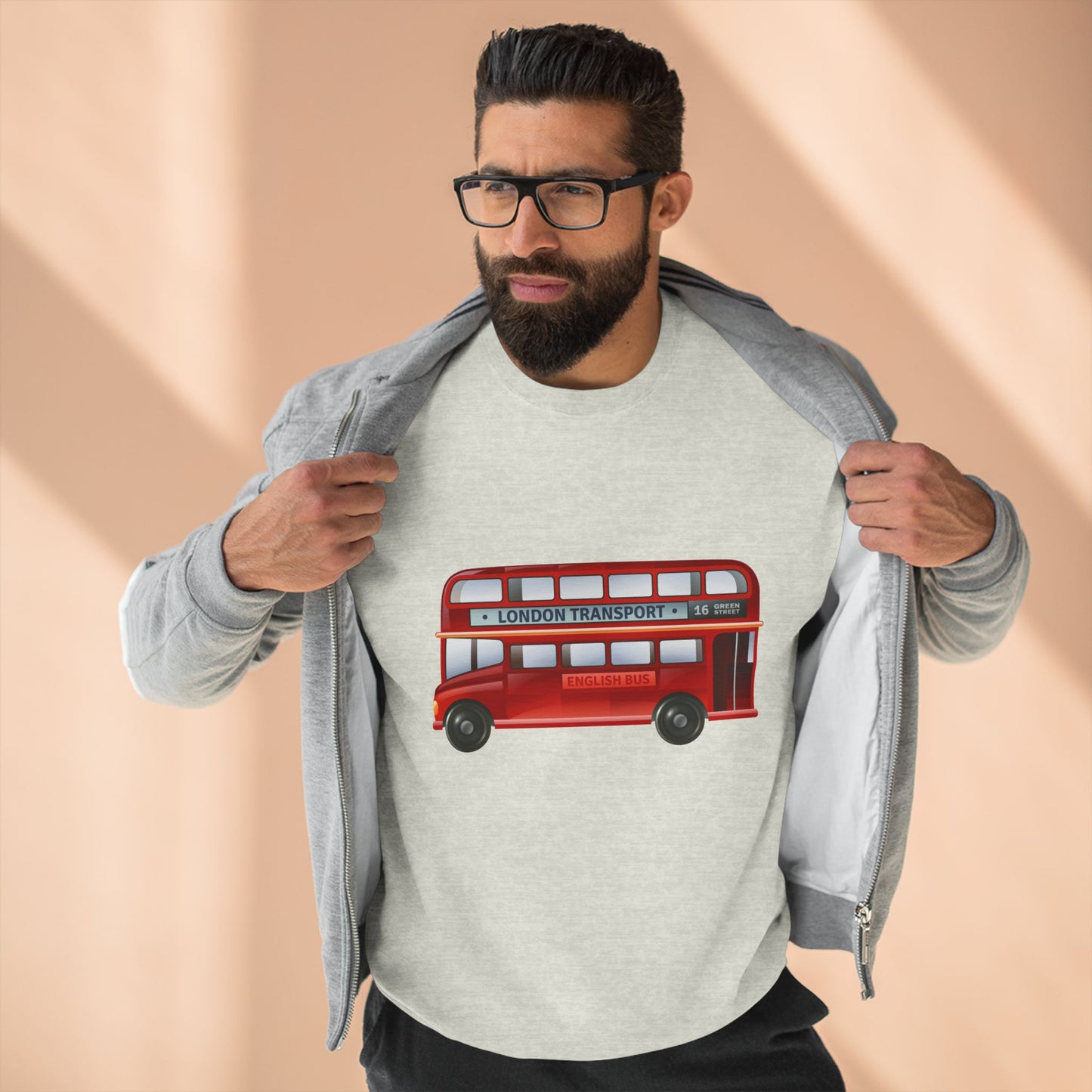 Unisex Crewneck Sweatshirt - London Transport English Bus Red Double-Decker