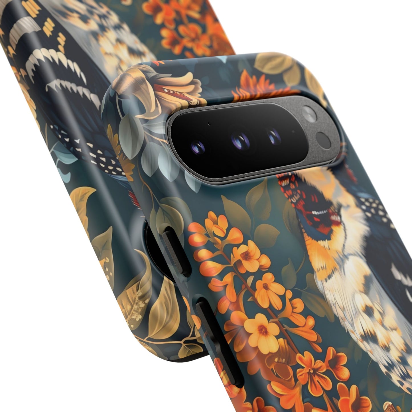 Tough Cases: Floral Bird Phone Case, Vintage Style Cover, Nature Lover Gift, Botanical Design, Spring Inspire Fashion