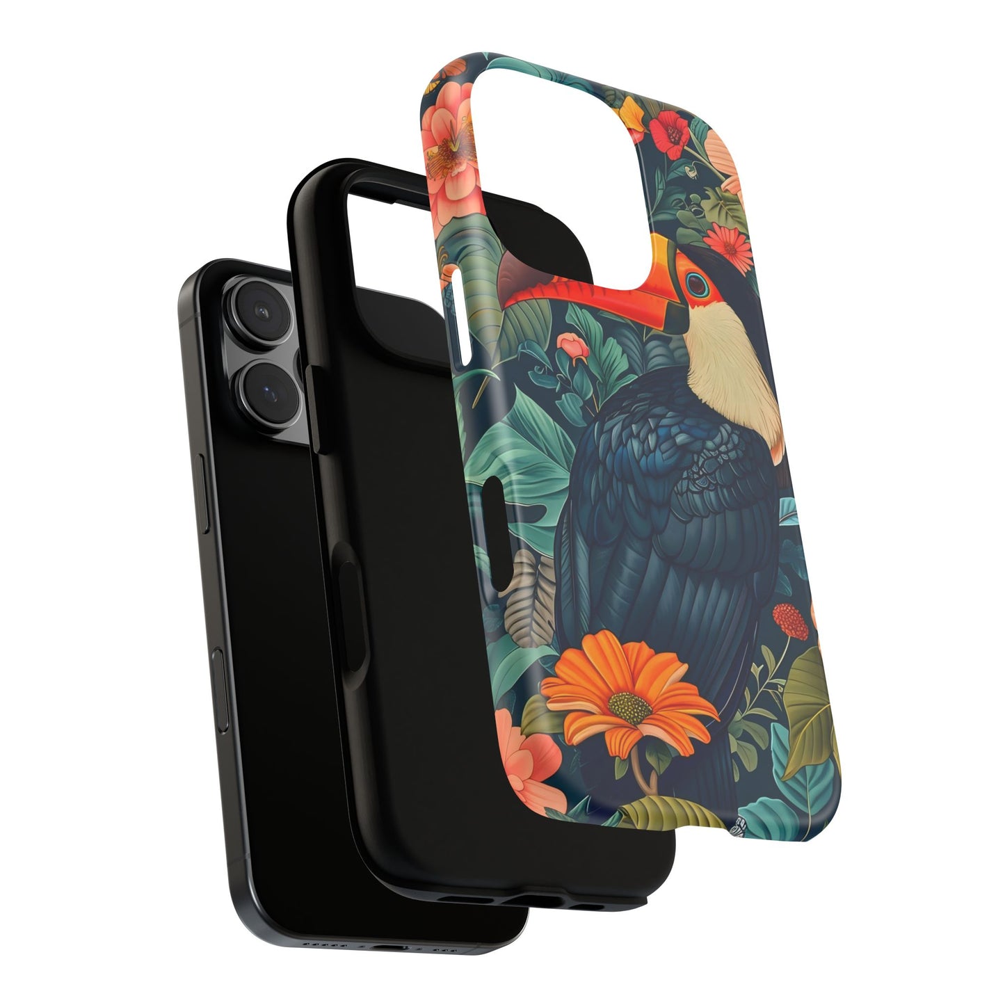 Tropical Toucan Phone Case - Cute Animal Design, Nature Lover Gift, Floral Pattern, Bird Lover Accessory, Summer Vibes