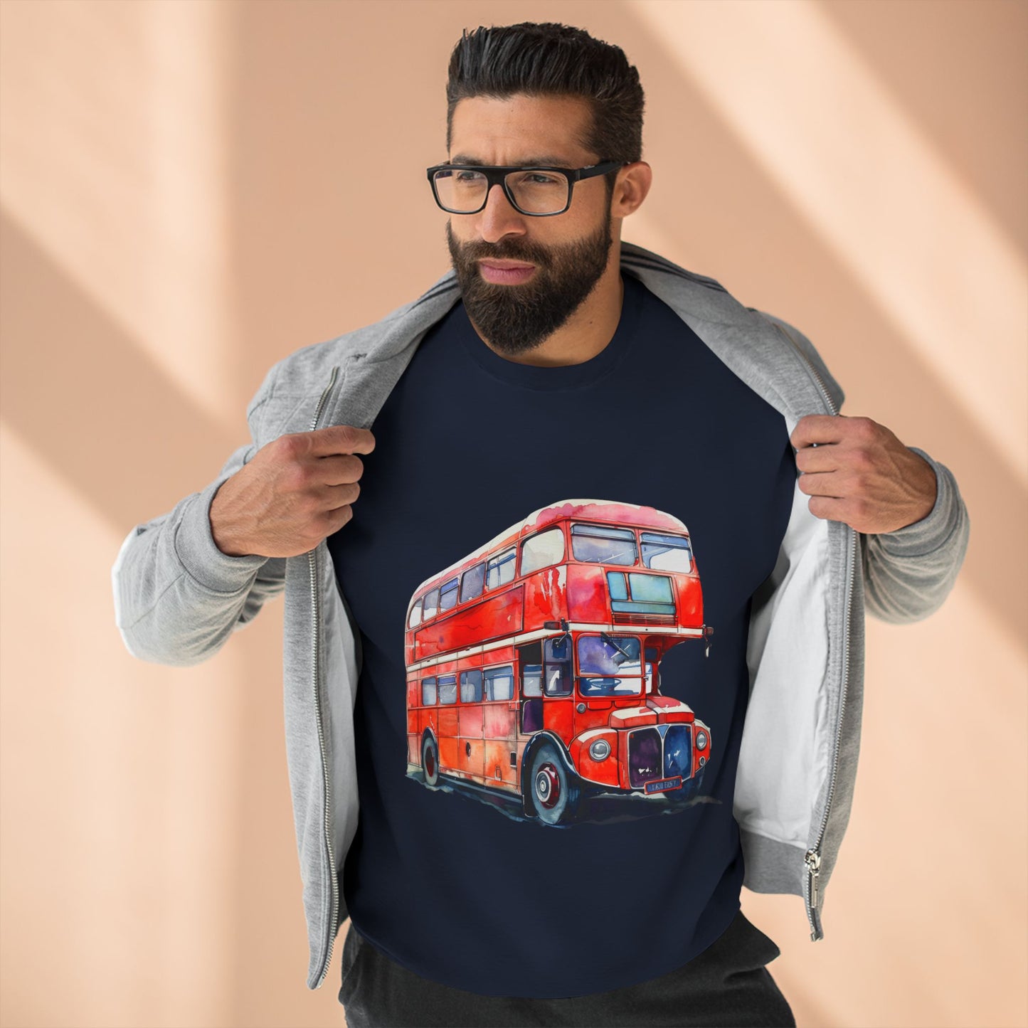 Unisex Crewneck Sweatshirt - London Transport English Bus Red Double-Decker