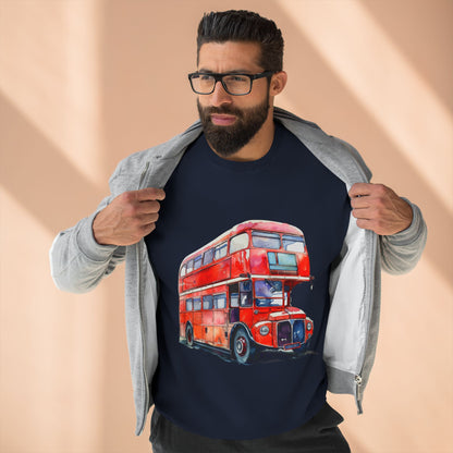 Unisex Crewneck Sweatshirt - London Transport English Bus Red Double-Decker