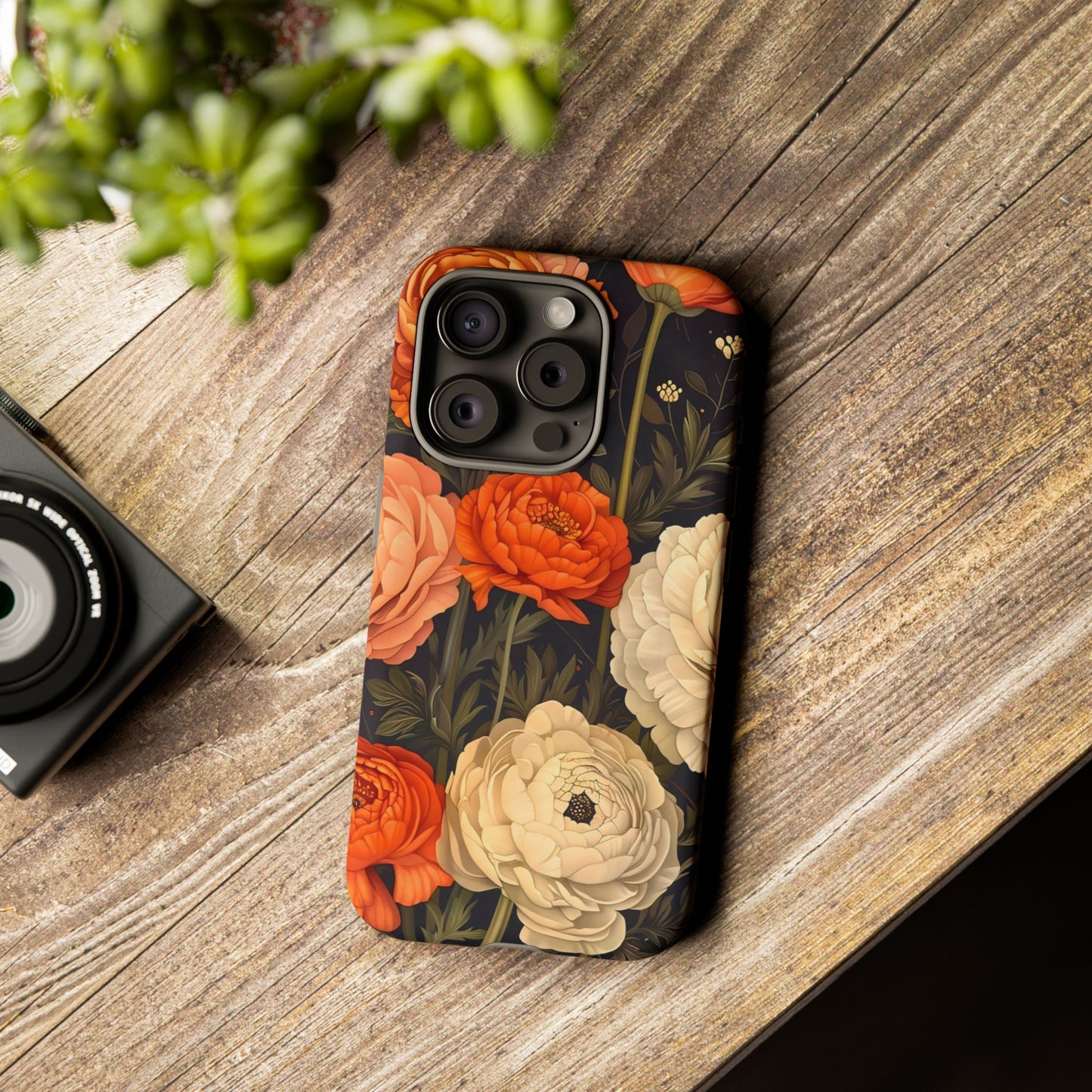 Floral Phone Case with Tough Protection, Blooming Ranunculus Design, Durable Cover, Gift for Flower Lovers, Eco-Friendly Phone Accessory
