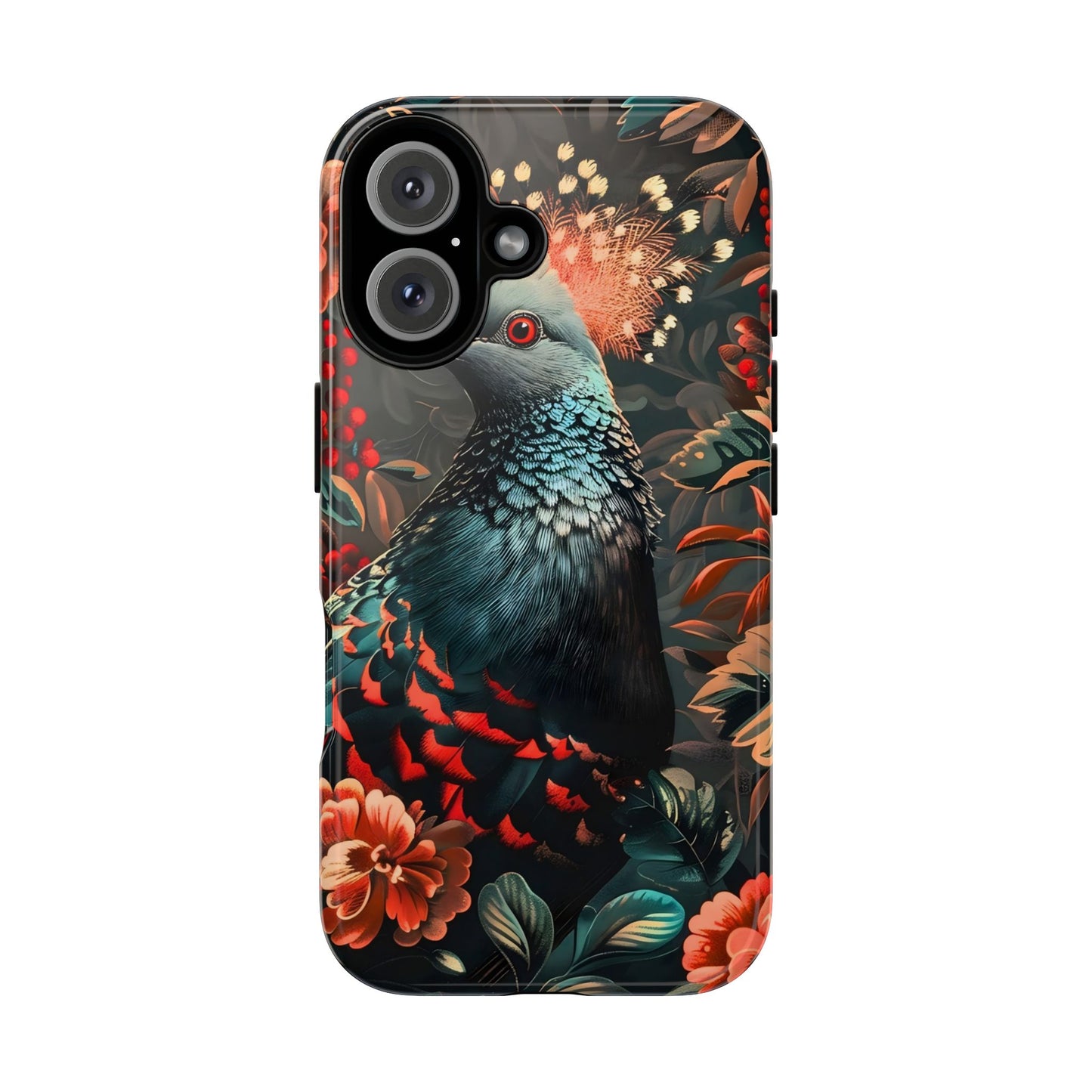 Floral Peacock Phone Case, Tough Cases, Artistic Phone Cover, Unique Gift, Nature Lover Accessory, Protective Case