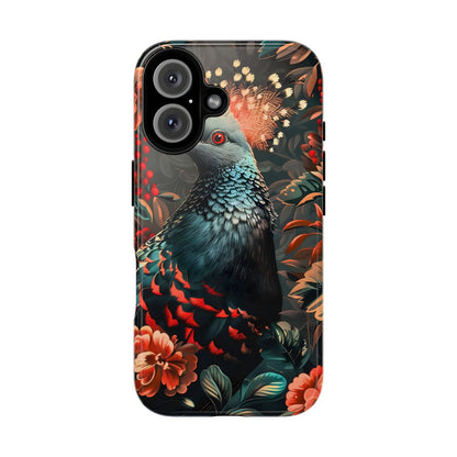 Floral Peacock Phone Case, Tough Cases, Artistic Phone Cover, Unique Gift, Nature Lover Accessory, Protective Case