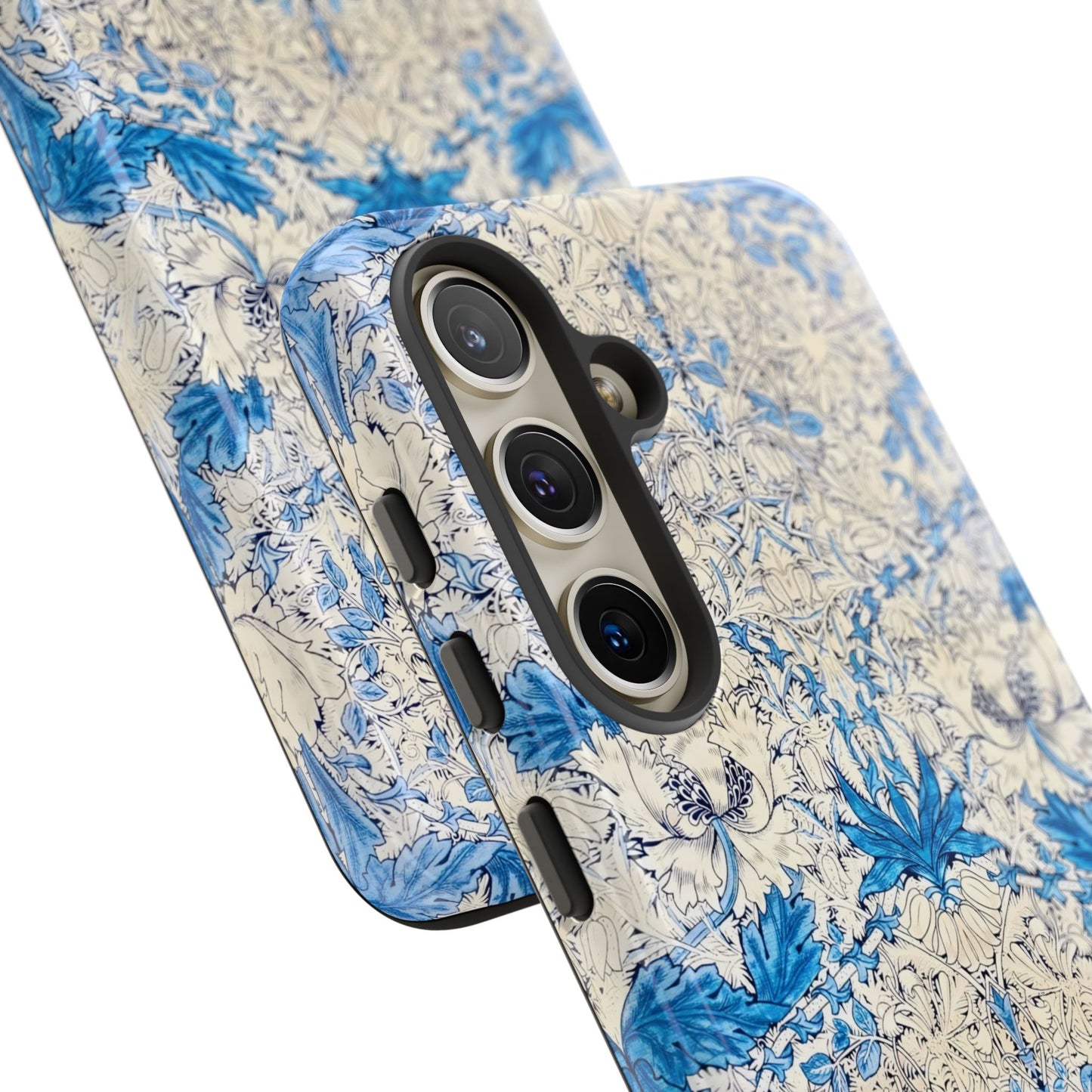 Elegant Floral Phone Case, Tough iPhone Cover, Stylish Mobile Protector, Blue Patterned Case, Unique Gift for Her