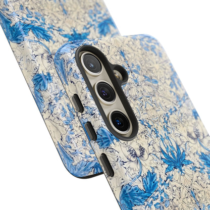 Elegant Floral Phone Case, Tough iPhone Cover, Stylish Mobile Protector, Blue Patterned Case, Unique Gift for Her