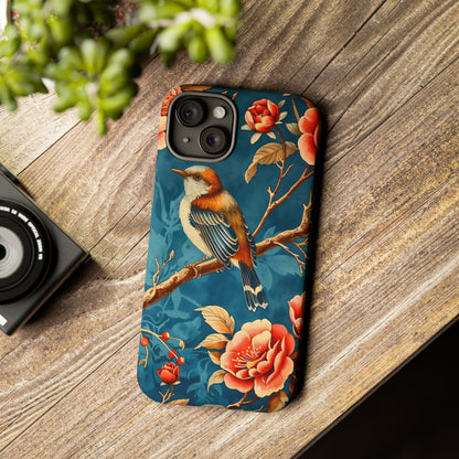 Bird & Floral Phone Case, Tough Cases for Nature Lovers, Gift for Her, Customizable Design, Vibrant Tech Accessories