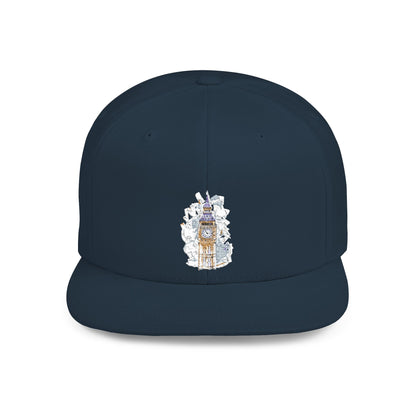 London's Famous Beautiful Clock Vintge Tower - Flat Bill Snapback