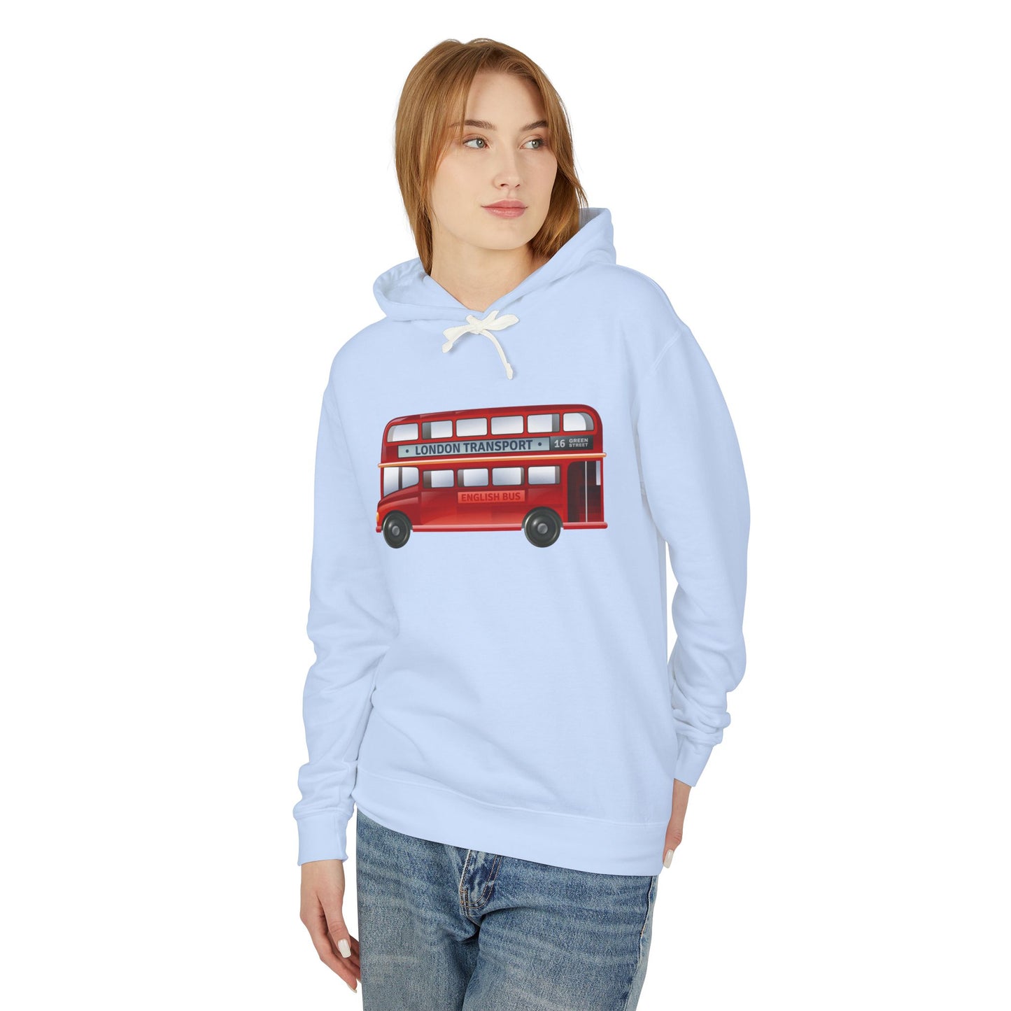 Unisex Lightweight Hooded Sweatshirt - The Iconic Red Bus of Britain