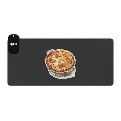 Savory Quiche – British Cuisine Delight - LED Gaming Mouse Pad - Wireless Charging, Gaming Desk Accessories, RGB Light Up Mouse Pad, Office Decor, Geek Gift Idea