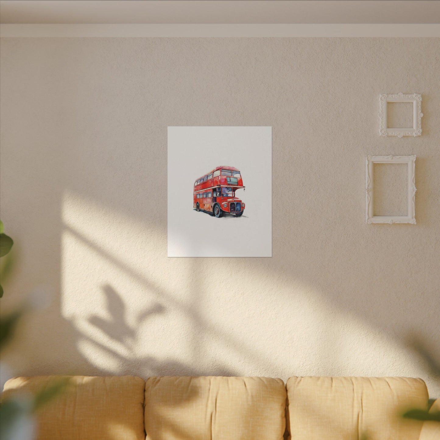 London Red Double-Decker Bus Art Canvas Print, Wall Decor for Travel Lovers, Home Office Gift, Unique Artwork for All Occasions