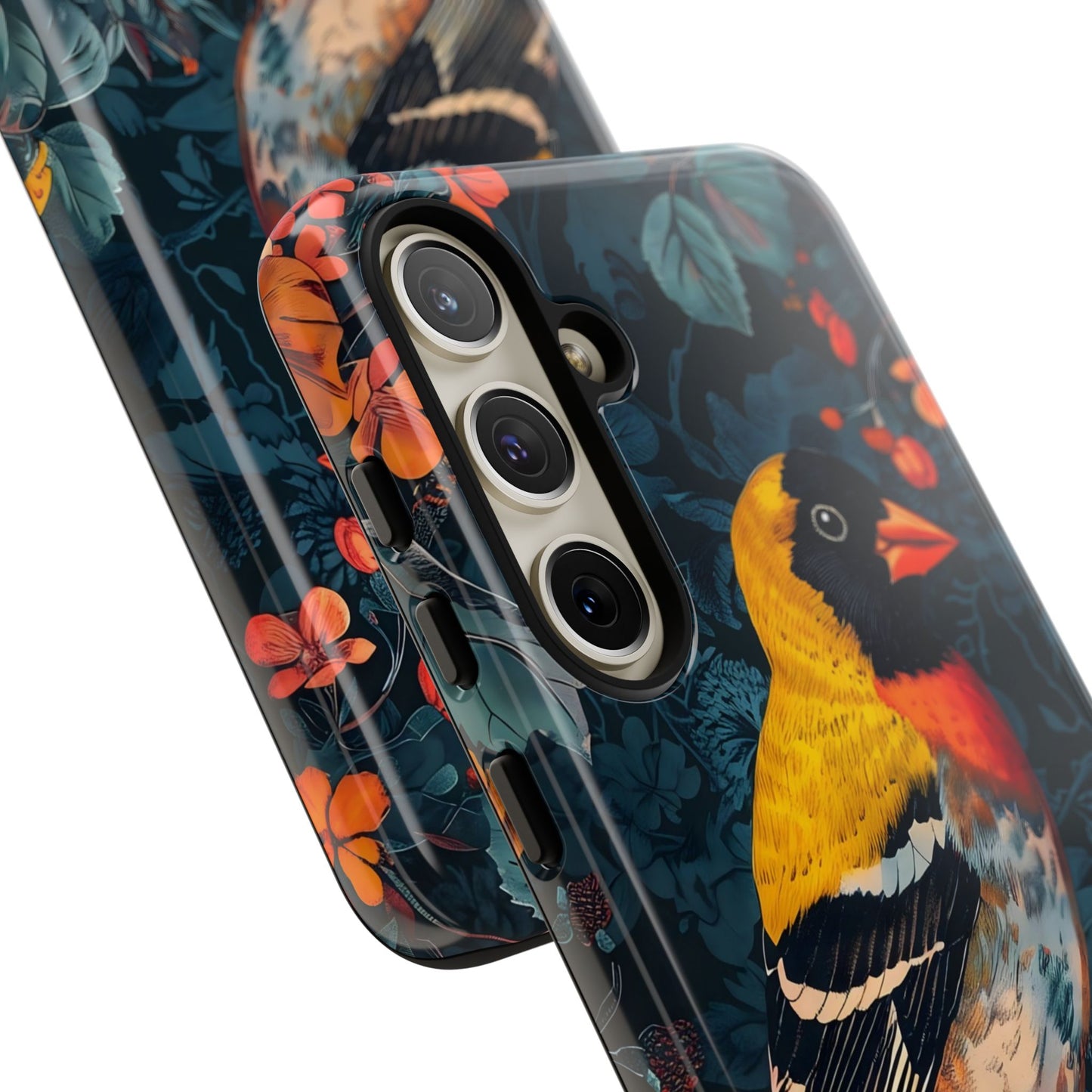 Colorful Bird Phone Case, Floral Phone Cover, Tough Phone Protector, Nature Lover Gift, Botanical Case, Unique Mobile Accessory