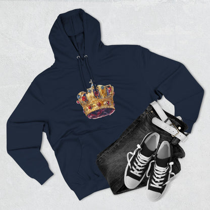 Three-Panel Fleece Hoodie - British Royal Crown - Symbol of Regal Elegance and Authority