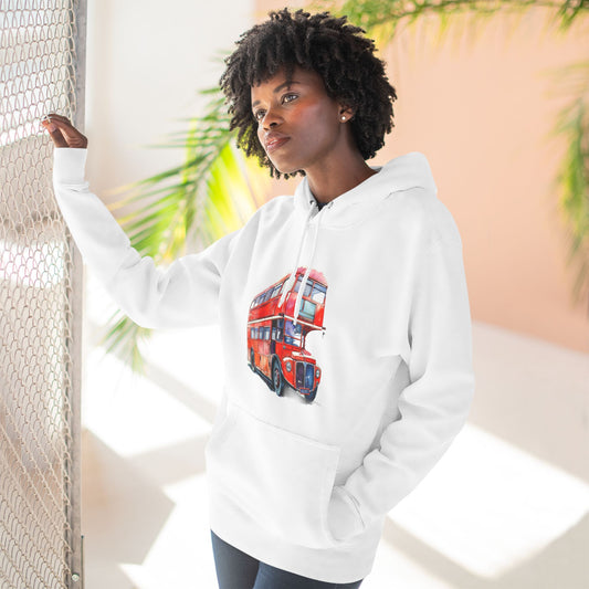 Three-Panel Fleece Hoodie - Rolling London - The Iconic Double-Decker
