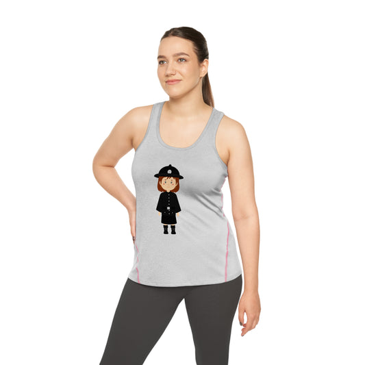 Women's Racerback Sports Top - Activewear for Fitness and Fun - Police Officer - Classic Military Elegance and Honor