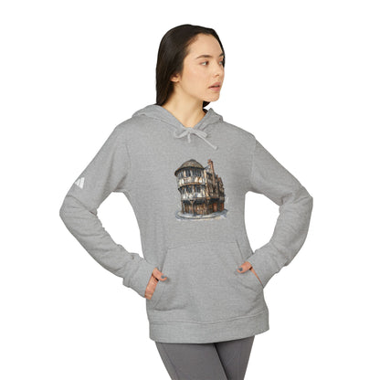 adidas Unisex Fleece Hoodie with Artistic House Design - Cozy & Stylish Casual Wear