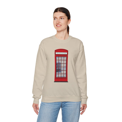 Unisex Heavy Blend™ Crewneck Sweatshirt - Iconic British Public Telephone - Classic Red Phone Box Design