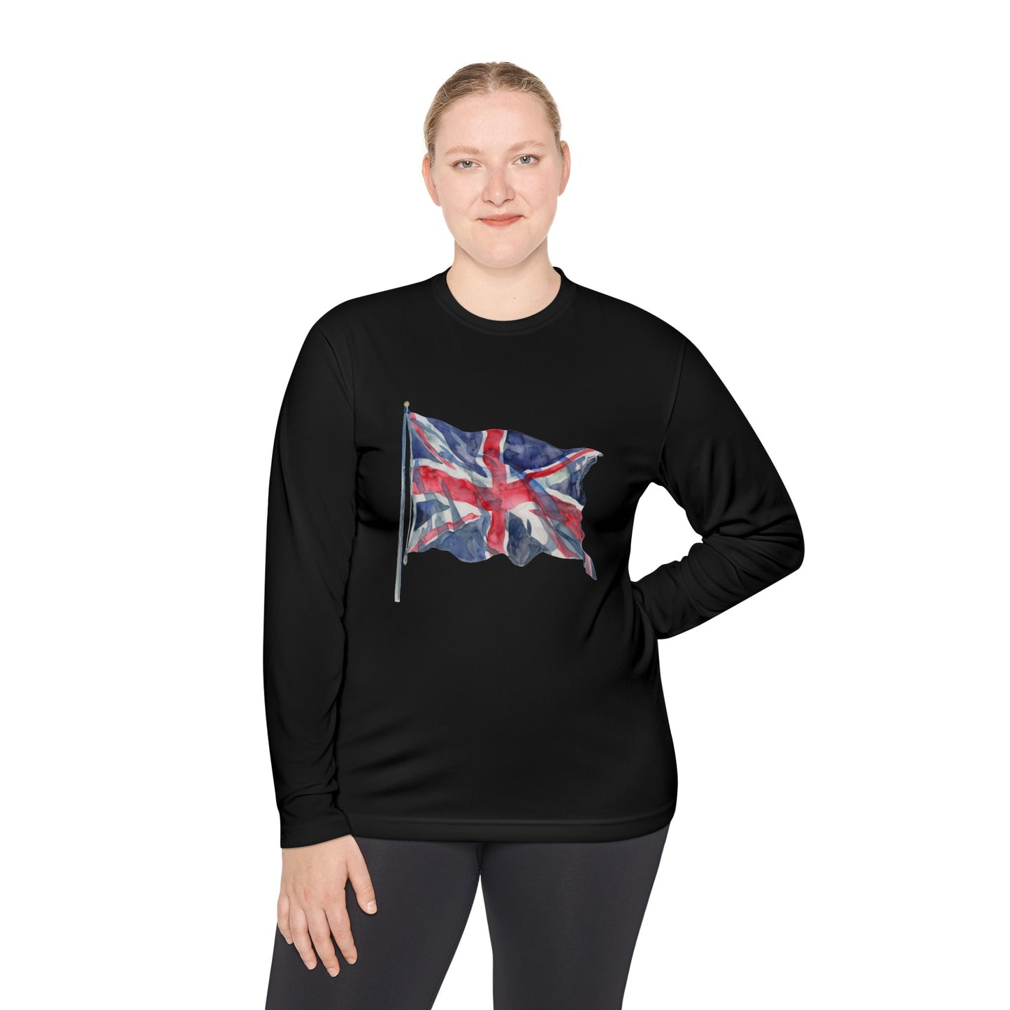 Unisex Lightweight Long Sleeve Tee - Bold & Brave - The British Flag Design"