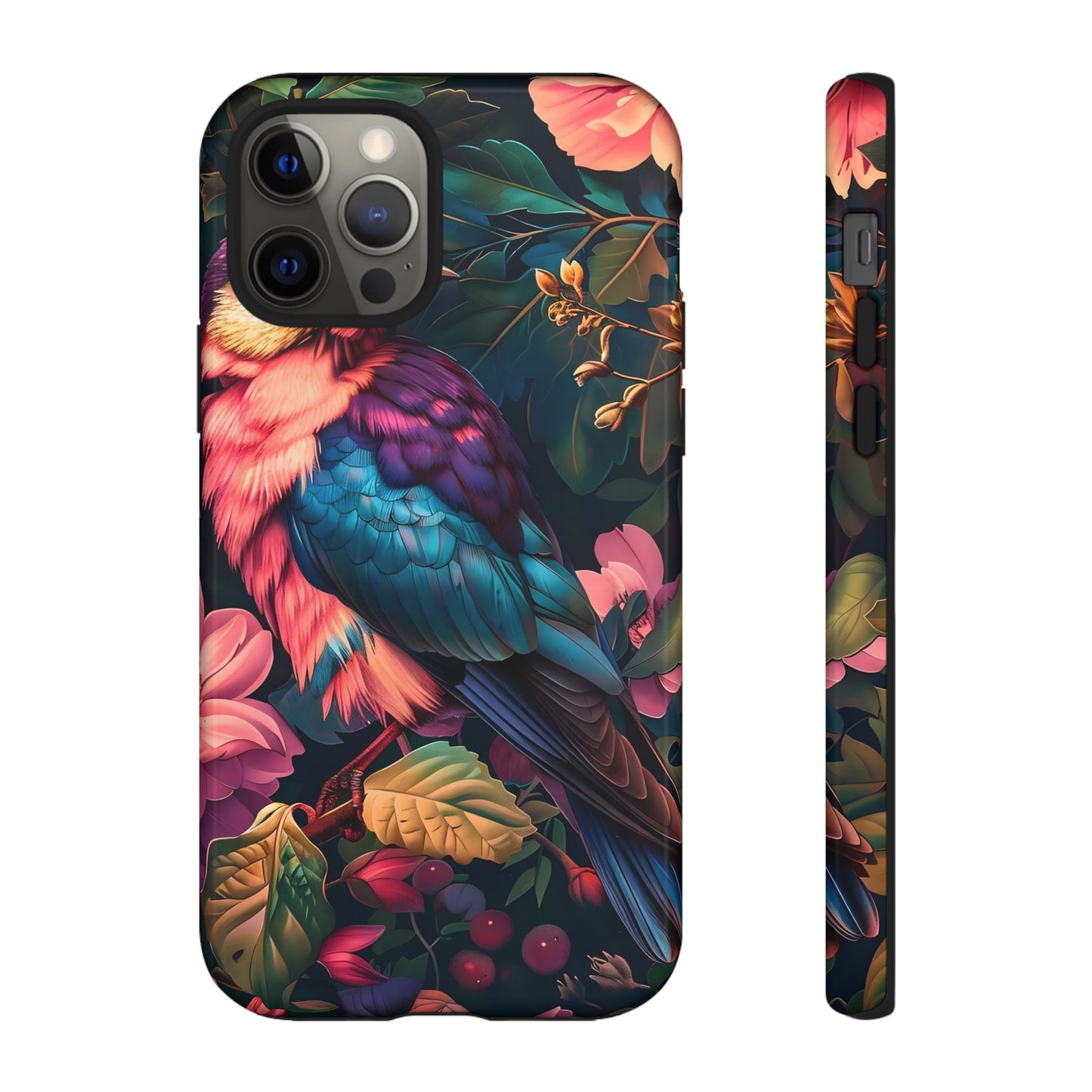 Vibrant Phone Case, Tropical Bird Design, Tough Phone Cover, Floral Tech Accessory, Gift for Nature Lovers