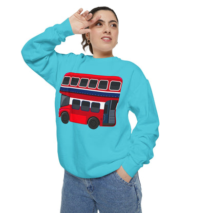 Unisex Garment-Dyed Sweatshirt - Red Routes - Exploring London’s Streets by Bus