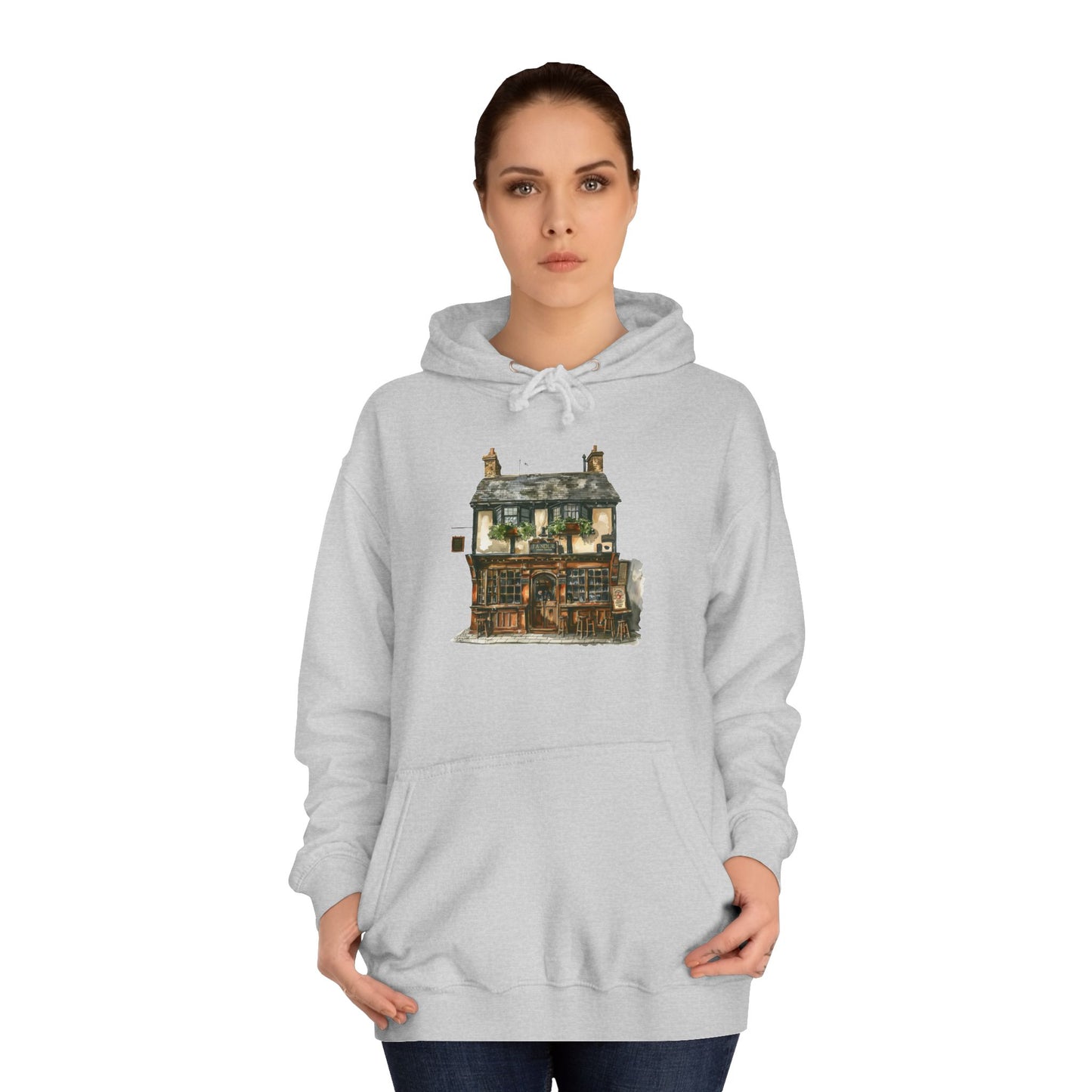 Unisex College Hoodie - Cottage Charm: A British Homestead