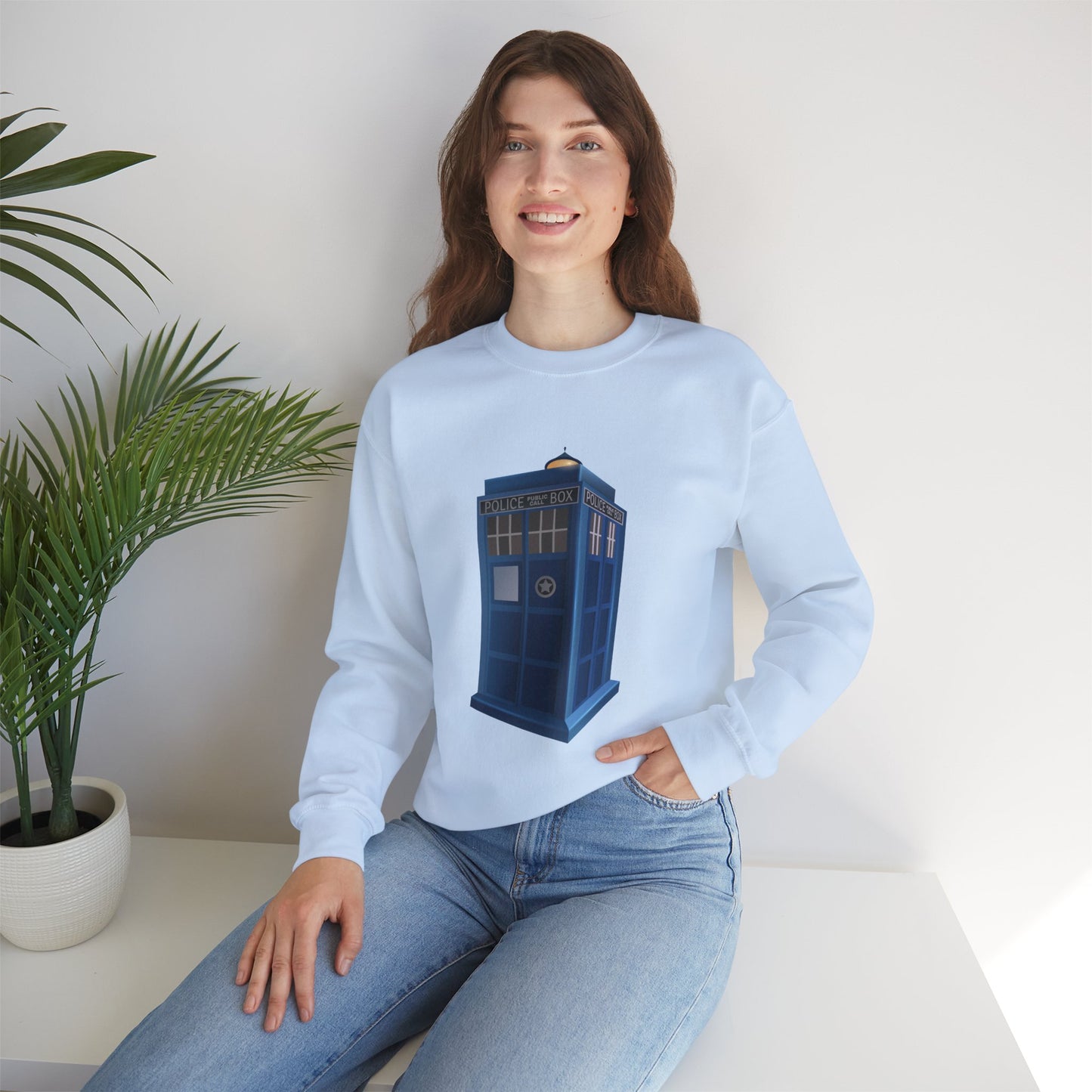 Unisex Heavy Blend™ Crewneck Sweatshirt - British Police Public Call Box - Iconic TARDIS Design